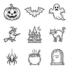 Obraz premium Halloween Icons Set Vector Illustration.