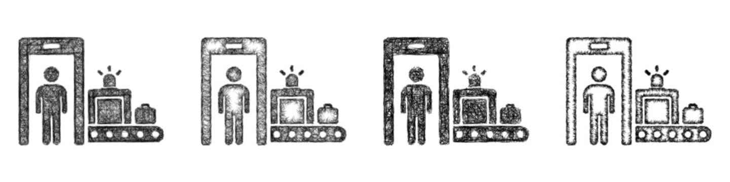 Sketch security checkpoint icon design set