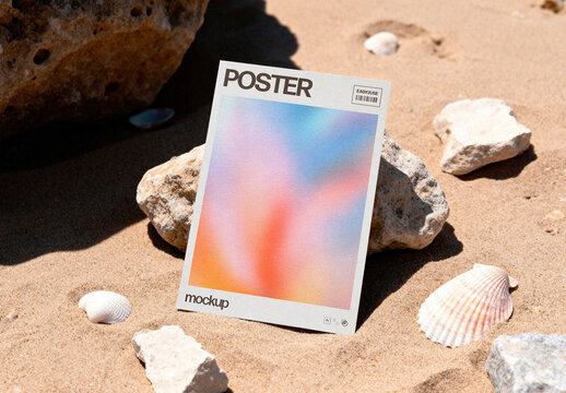 Summer Poster Mockup &ndash; with Seashells Branding Presentation (PSD)