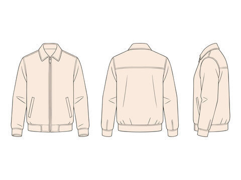 Minimalist white jacket illustration on transparent background fashion design sketch