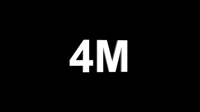 Glowing colorful light text 4m number. glowing sign effect fluorescent text for social media follower subscription motion.