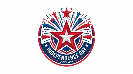 Fototapeta premium Happy Independence Day July 4th Starburst and Fireworks Celebration Graphic
