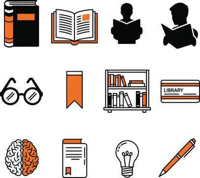 Split Brain Icon Showing Left and Right Hemispheres in Orange and White