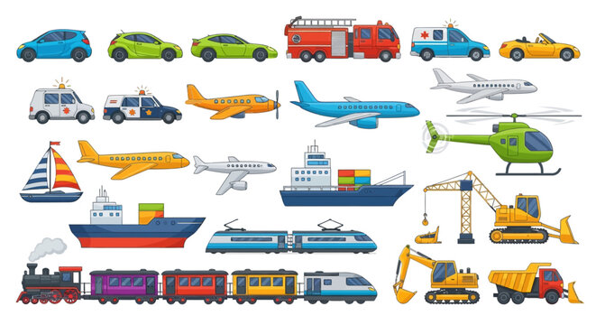 Diverse Collection of Modern and Classic Transportation Vehicles