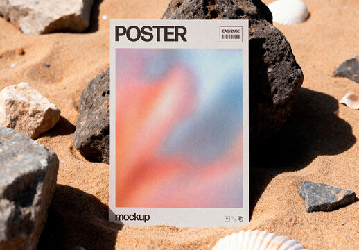 Summer Poster Mockup &ndash; Beach Rocks Branding Presentation (PSD)
