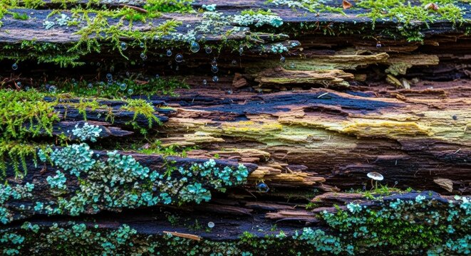 Mossy forest floor with ferns growing.