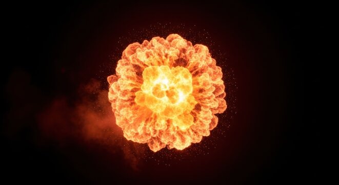 Explosion of fire and energy blast.