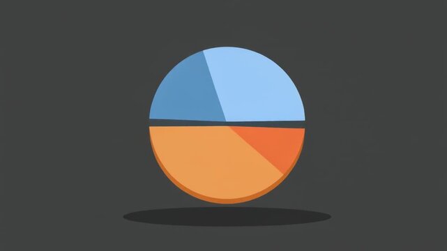 Minimalist pie chart illustration with blue and orange segments on a dark grey background