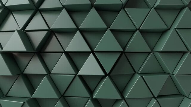 Modern Abstract Dark Green 3D Triangular Geometric Pattern Background with Subtle Shadows and Depth for Graphic Design and Digital Art Projects