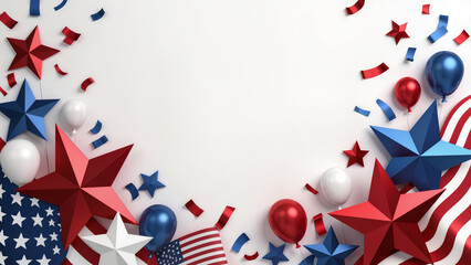 Obraz premium Usa independence day celebration background with stars, flags, balloons