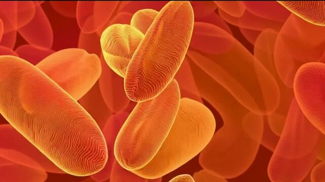 Microscopic Cellular Structures and Blood Cells in Scientific Medical Animation