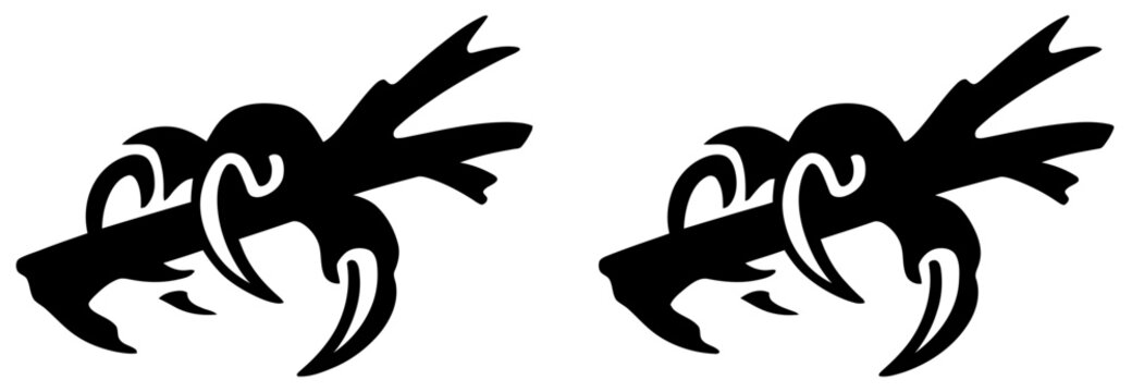 Sharp black tribal claw vector graphic illustration featuring a stylized aggressive raptor talon design element perfect for sports team logos or edgy modern apparel printing projects 