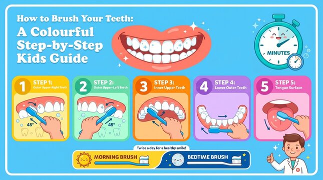 How to Brush Your Teeth Step-by-Step Kids Dental Hygiene Chart