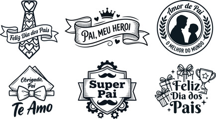 Fototapeta premium Portuguese Fathers Day badge collection
