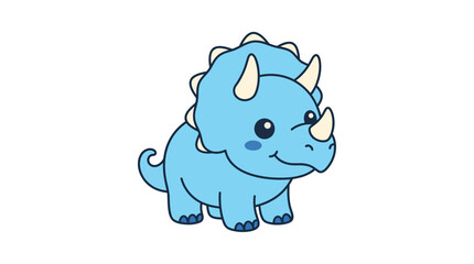 Adorable blue triceratops dinosaur cartoon character. © jas