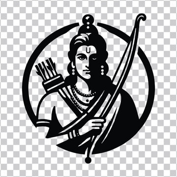 Powerful divine archer emblem in black and white, symbolizing strength, protection, and righteous victory, depicting an ancient mythological hero with bow and arrow