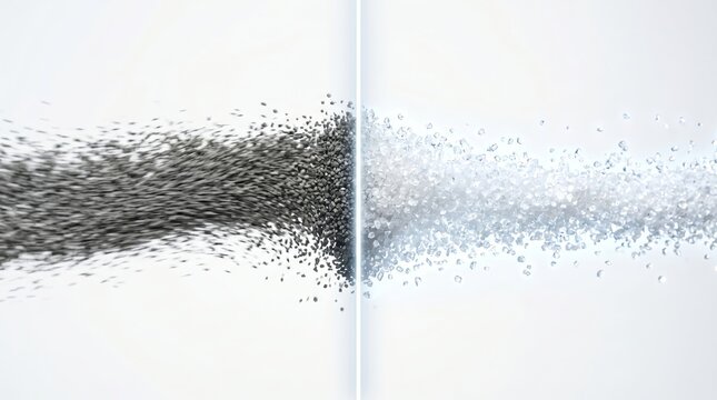 Sand stream in black and white colors meets at a vertical divider to highlight stark visual contrast.