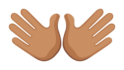 Fototapeta premium Open hands, hand sign emoji, hand gesture symbol, vector icon illustration, isolated on transparent background. 