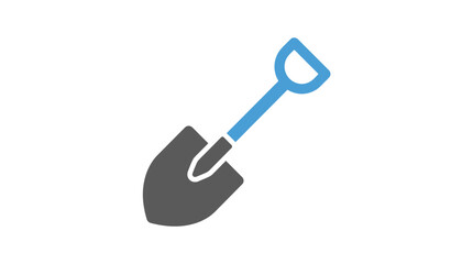 Blue and black spade shovel tool icon. © jas