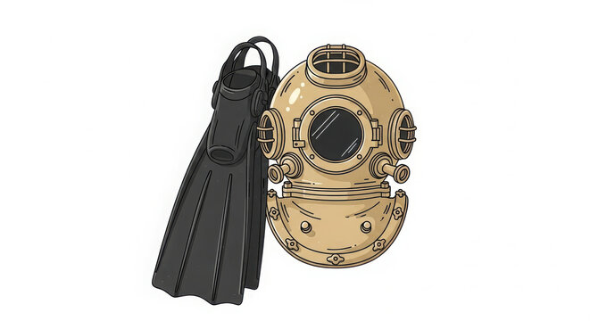 Vintage Diving Helmet Illustration