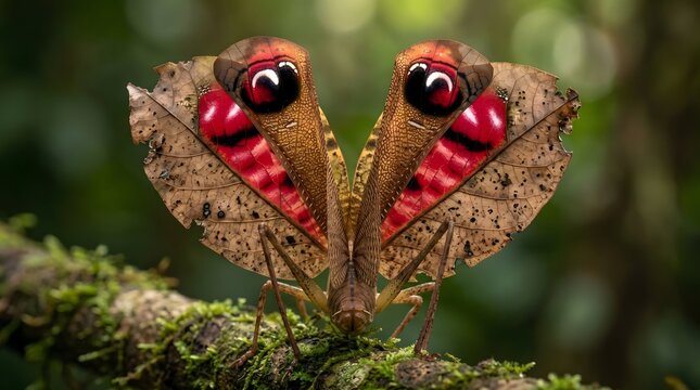 Exotic Peacock Katydid Pterochroza Ocellata Mimicry Leaf Insect Amazon.
