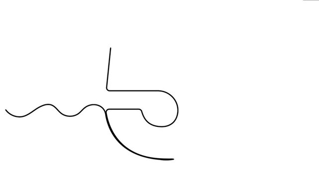 Animation of continuous single line drawing forming number five on plain white background footage