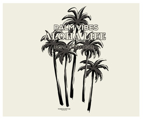 Beach club. Aloha life palm vibes. Endless summer artwork. Tropical vintage design for t shirt print. Honolulu travel poster. © panji