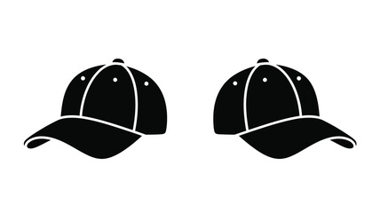 Fototapeta premium Two baseball caps black graphic silhouette caps