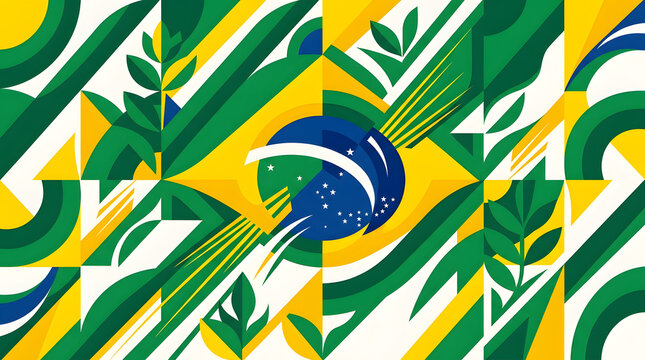 Abstract Brazilian flag inspired geometric pattern