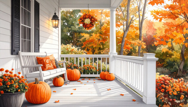 Cozy Autumn Porch Decoration