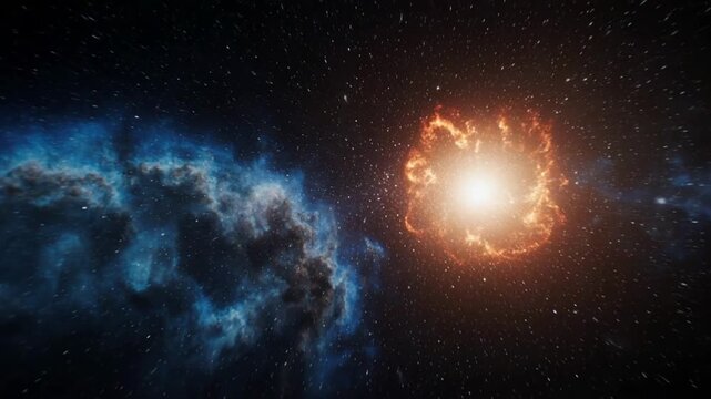 cosmic supernova explosion in deep space with vibrant nebula clouds