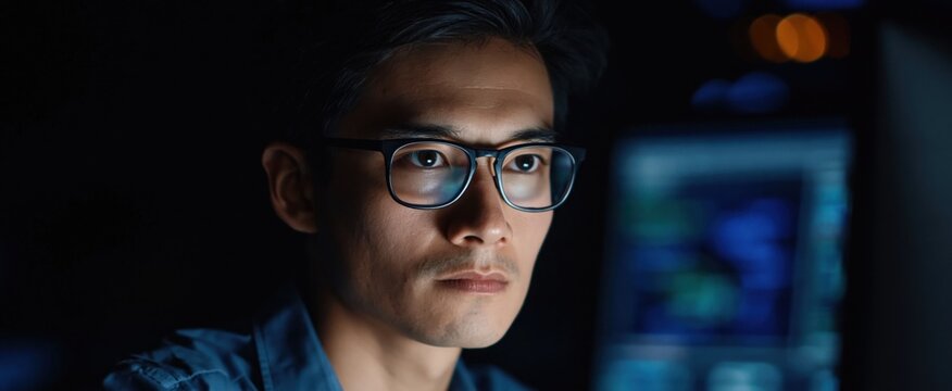 AI ethics. AI oversight and regulation. Transparent and equitable AI design and application. Professional analyzing interpretable AI on desktop computer.