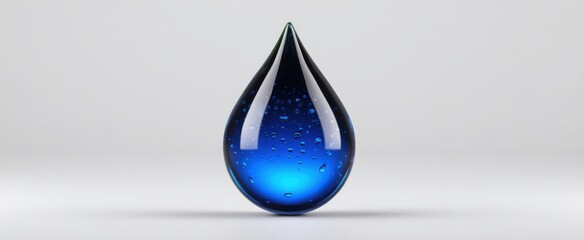 Obraz premium 3D Blue water drop refresh icon representing automated workflow and update synchronization in design.