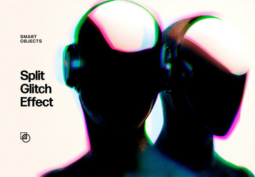 Split Glitch Photo Effect &ndash; Anaglyph for Album Cover & Social Media (PSD)