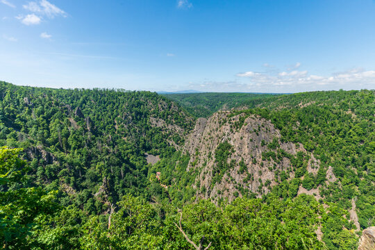 Blick vom Hexentanzplatz im Harz, Deutschland