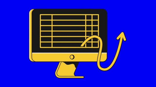 Animated computer monitors with arrows rising