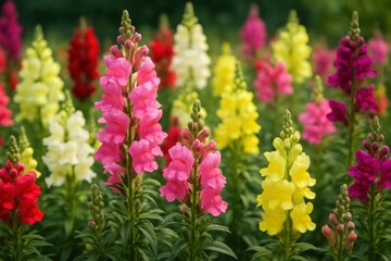 Obraz premium Vibrant snapdragons in full bloom.