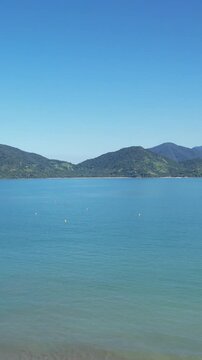 Turquoise Waters of Lazaro Bay, Ubatuba &mdash; Vertical Aerial Drone Footage