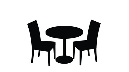 Fototapeta premium Table And Chairs Silhouette A Minimalist Black Shape On White Background