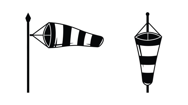 Wind Sock Displayed In Two Views Black And White Silhouette