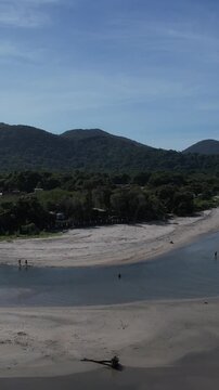 Turquoise Waters of Lazaro Bay, Ubatuba &mdash; Vertical Aerial Drone Footage