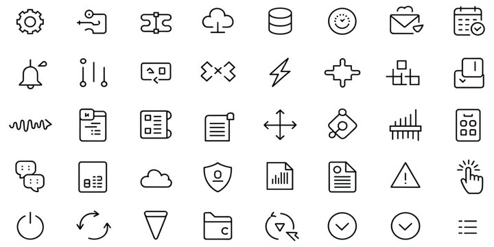 System management and network connection line icon pack for software development infrastructure