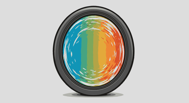 Flat vector graphic of a brushstroke-textured blue and green world whe