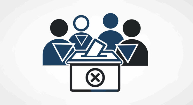 Voting concept icon with people casting ballots into a box.
