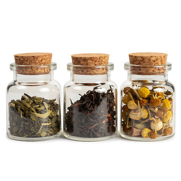 Three jars with herbs
