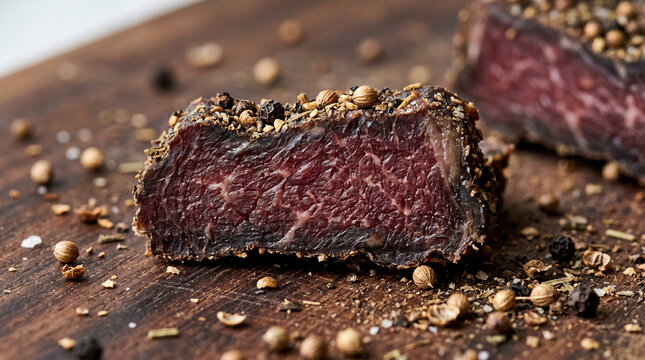 Biltong, slice close up