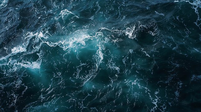 Dark turbulent ocean waves with rough sea texture in closeup view