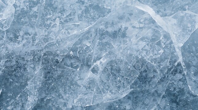 Serene ice surface with frosty crystalline texture and blue tones