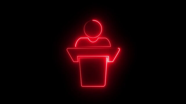 glowing neon programmer icon animation on black background. representing programming user coding or software development.