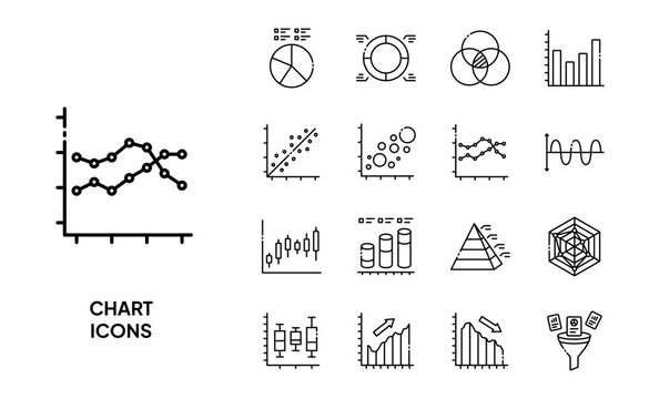 Chart Graph Outline Icon Set Data Analytics Business